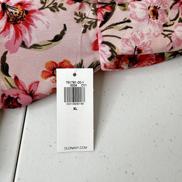 Old Navy Top XL Floral Boho Peasant Blouse Puff Sleeve Ruffle Bloomcore NWT - Picture 11 of 13